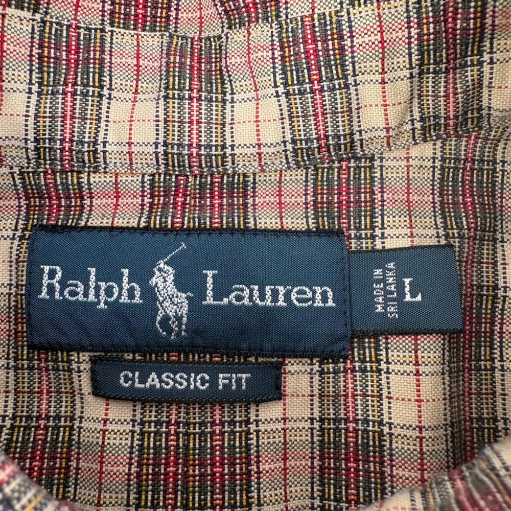 Ralph Lauren Mens Classic Fit L/S Plaid Button Down Shirt Red Black Tan Size L - Picture 3 of 7